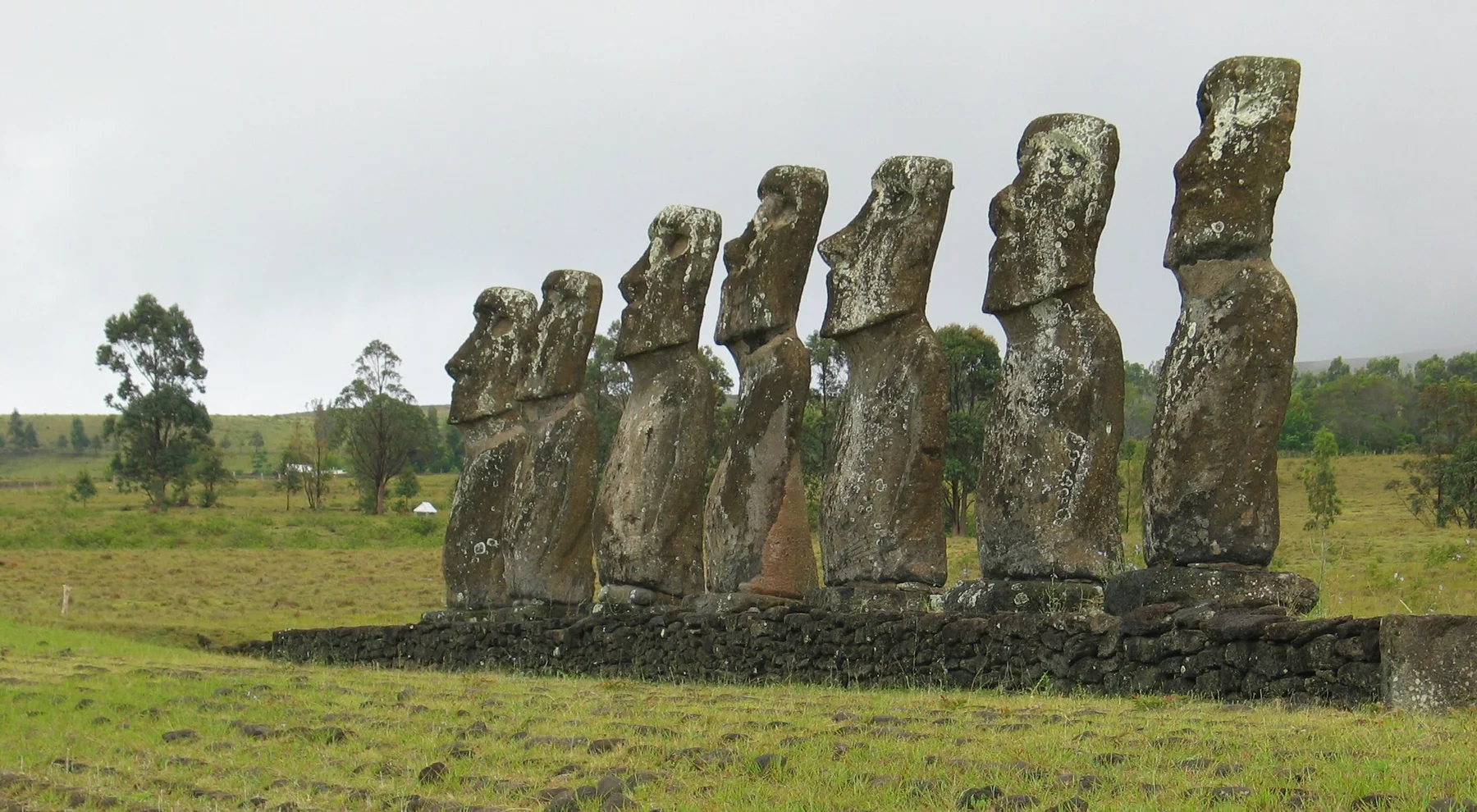 Los siete moai de Ahu Akivi en Rapa Nui
